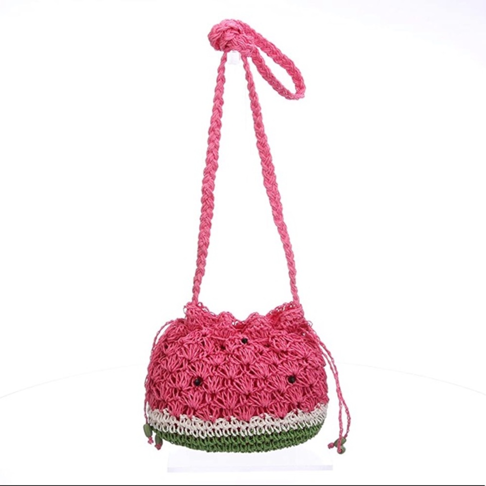 Cappelli Watermelon Straw Drawstring Purse